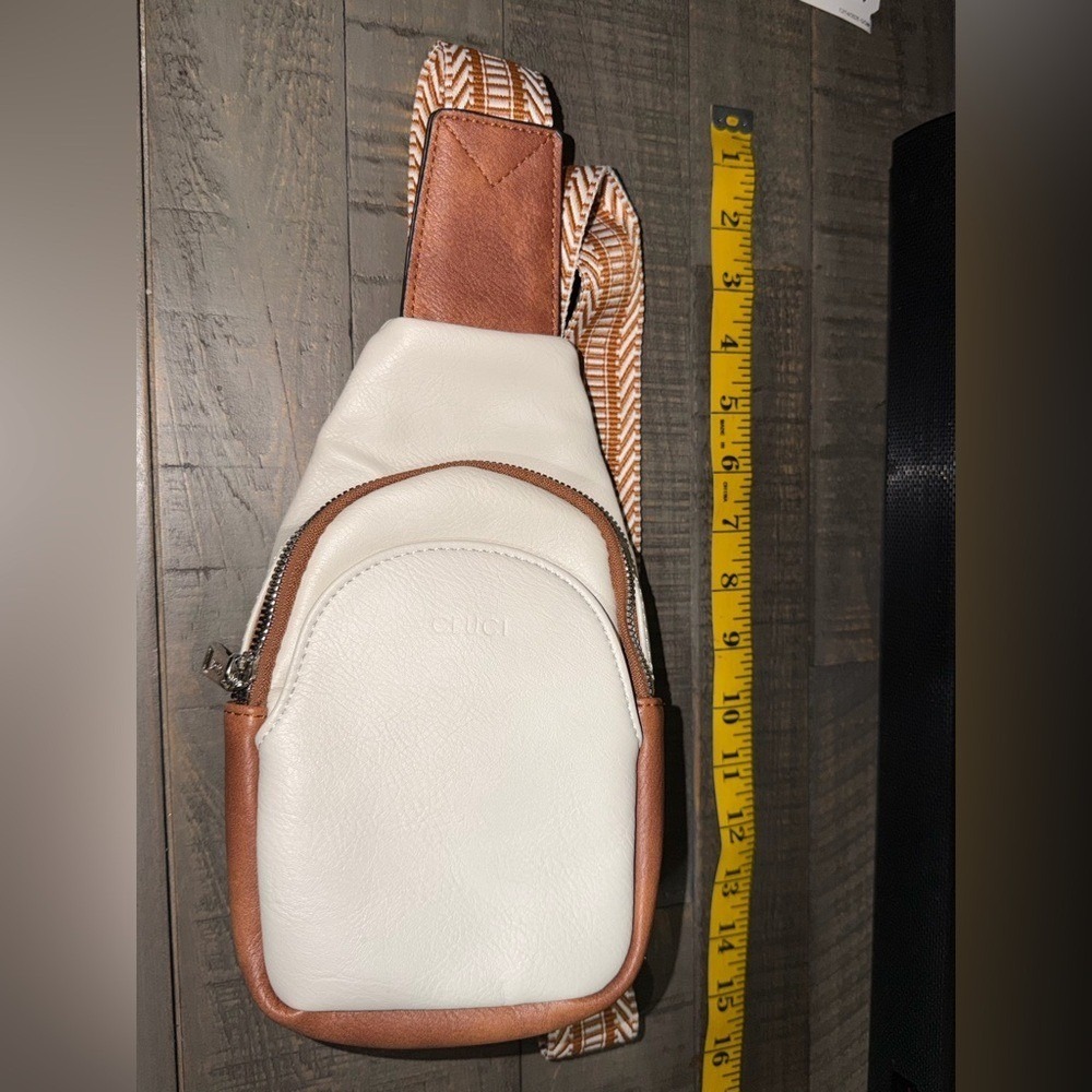 CLUCI Cream and Brown cross body bag, backpack travel purse bag